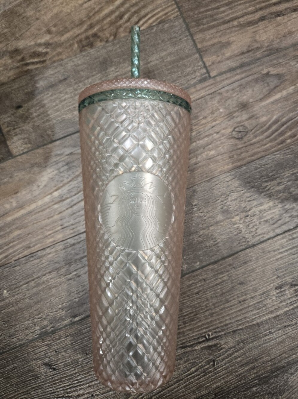 Starbucks Iridescent Textured Tumbler - Iridescent Pink With Teal Straw